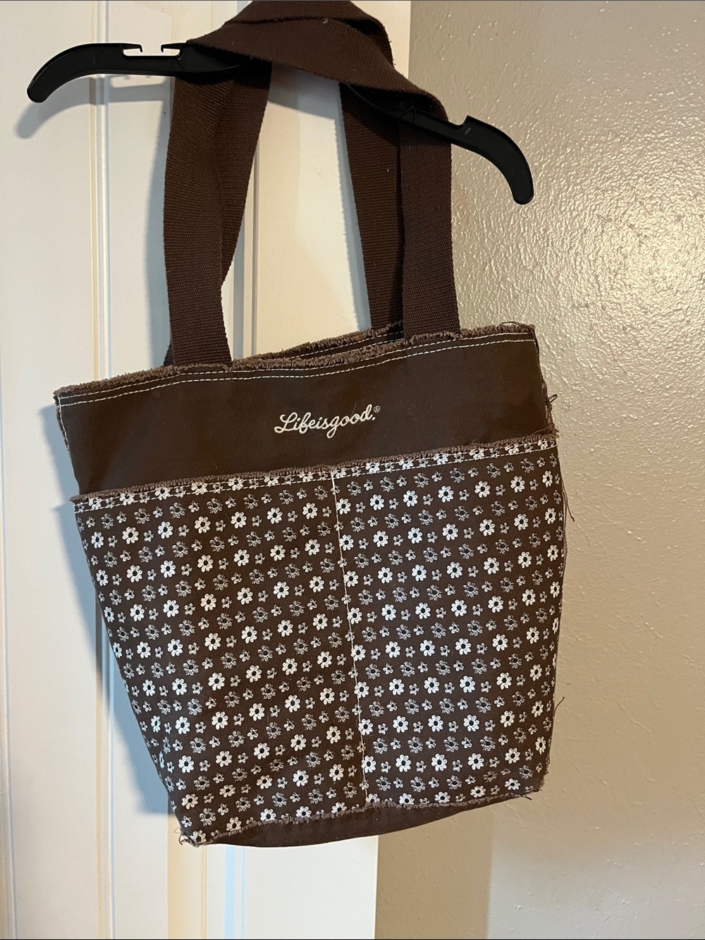 Life Is Good Brown Floral Canvas Shopper Tote